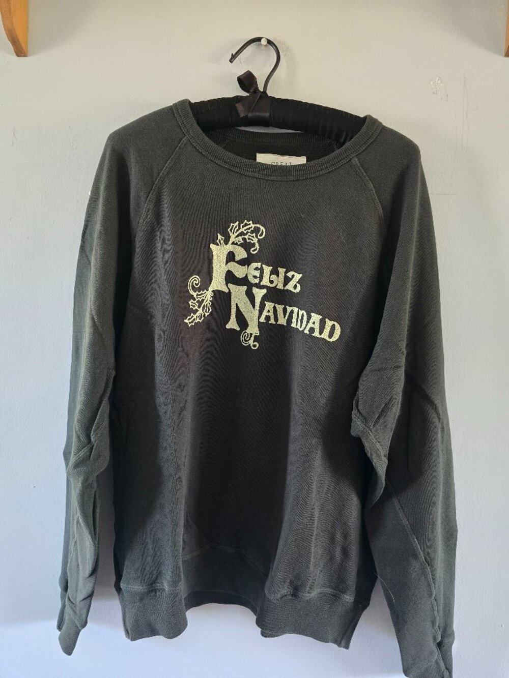 THE GREAT. FELIZ NAVIDAD Graphic Dark Green Sweatshirt size 2